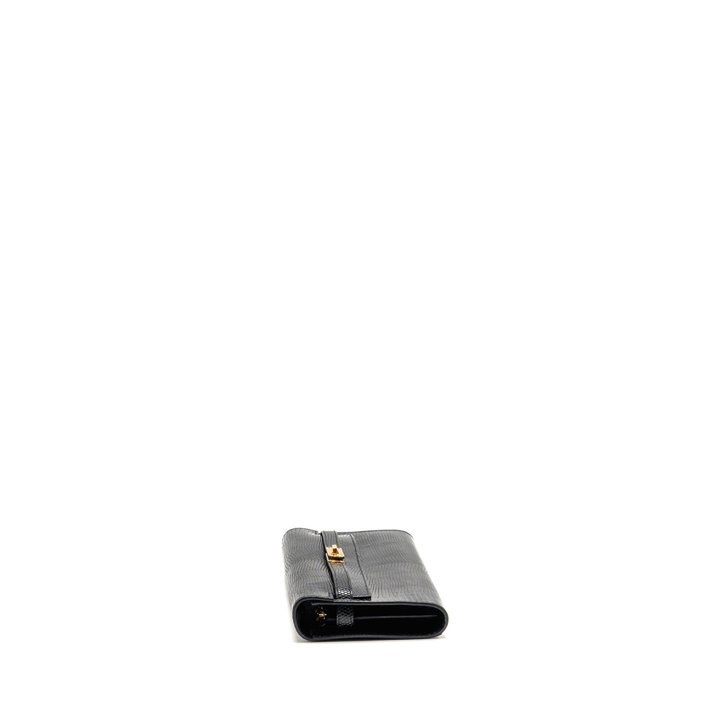 HERMES KELLY TO GO LIZARD NILOTICUS LISSE BLACK GHW