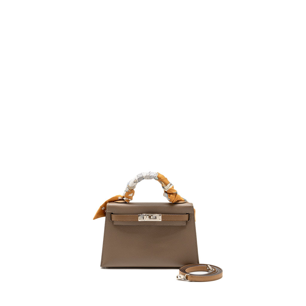 Hermes Mini Kelly II Epsom Etoupe/ Alezan/ Biscuit SHW
