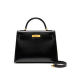 HERMES VINTAGE KELLY 32 BOX BLACK GHW