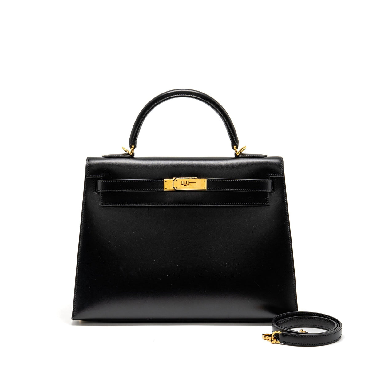 HERMES VINTAGE KELLY 32 BOX BLACK GHW