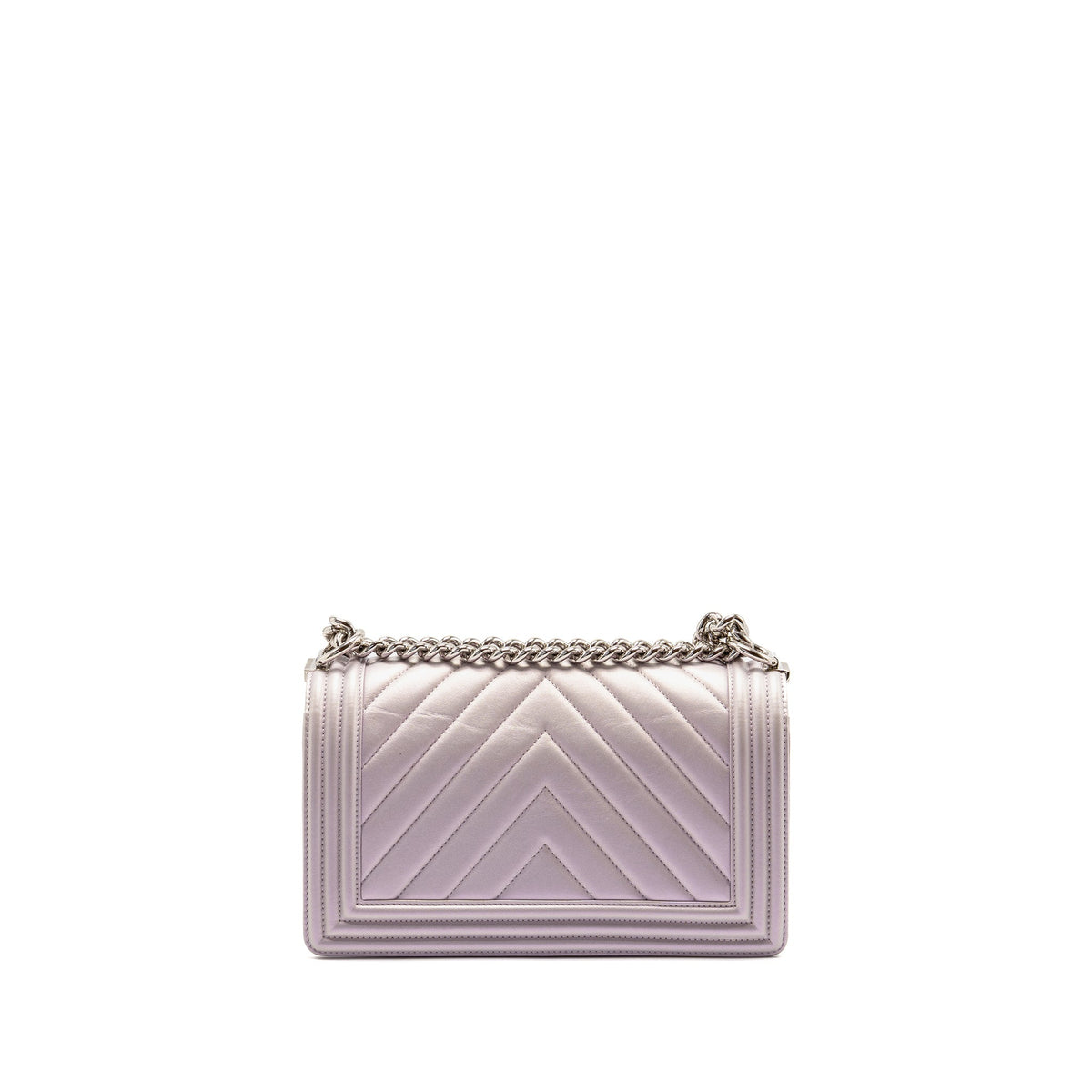 Chanel medium boy bag chevron Lambskin iridescent lilac SHW