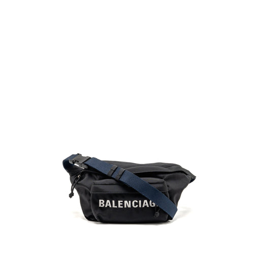 Balenciaga Wheel Belt Bag Nylon Black/Navy SHW