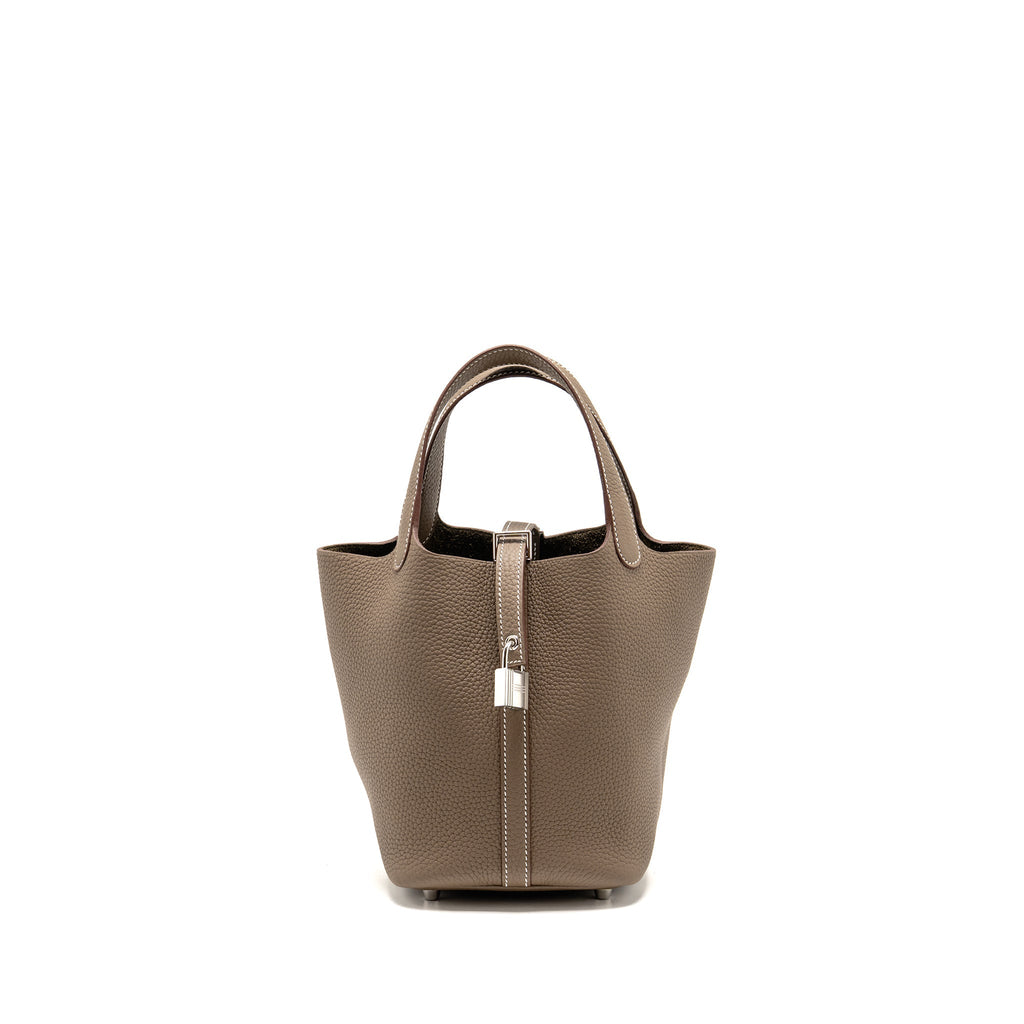 Hermes Picotin 18 Lock Bag Clemence Etoupe SHW