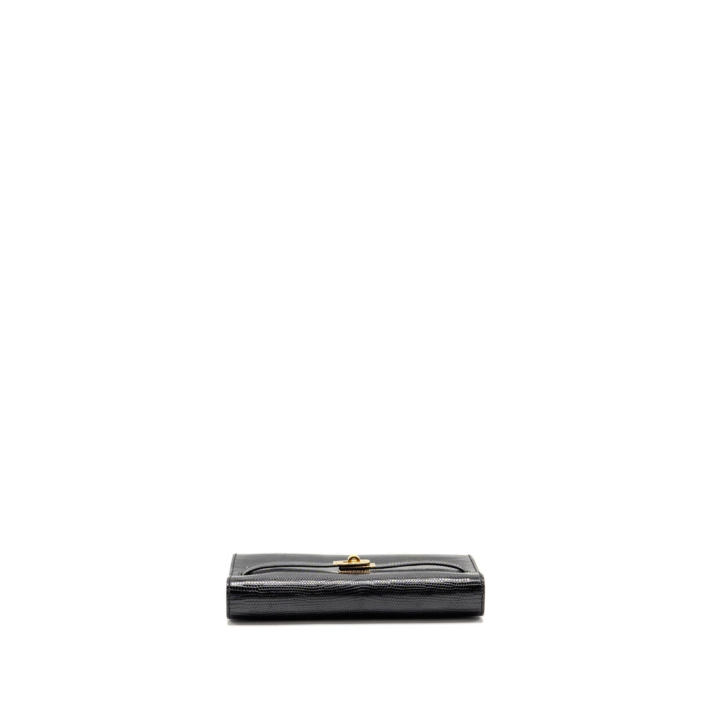 HERMES KELLY TO GO LIZARD NILOTICUS LISSE BLACK GHW