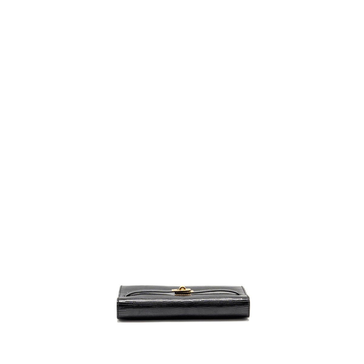 HERMES KELLY TO GO LIZARD NILOTICUS LISSE BLACK GHW