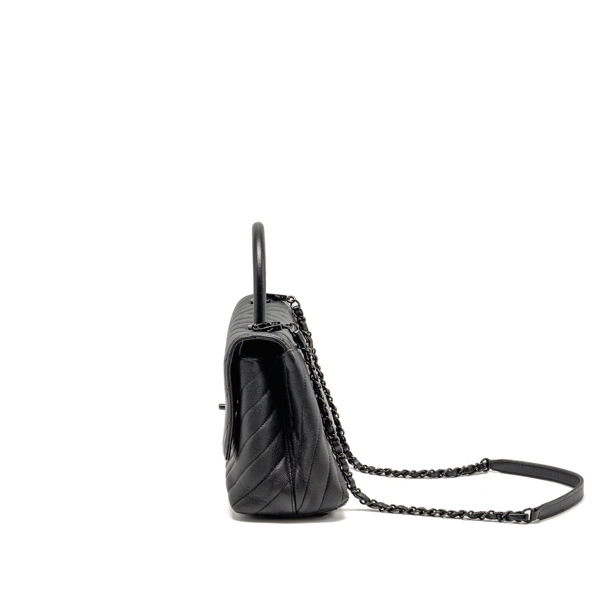 Chanel Large Coco Handle Flap Bag Caviar SO Black