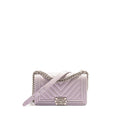 Chanel medium boy bag chevron Lambskin iridescent lilac SHW