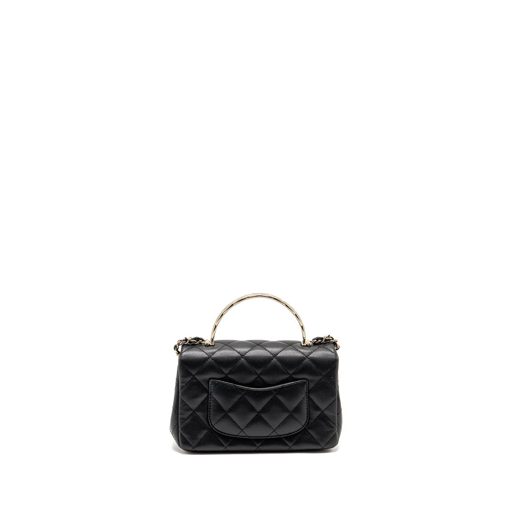 CHANEL 25S MINI COCO CRUSH HANDLE BAG CAVIAR BLACK LGHW (MICROCHIP)