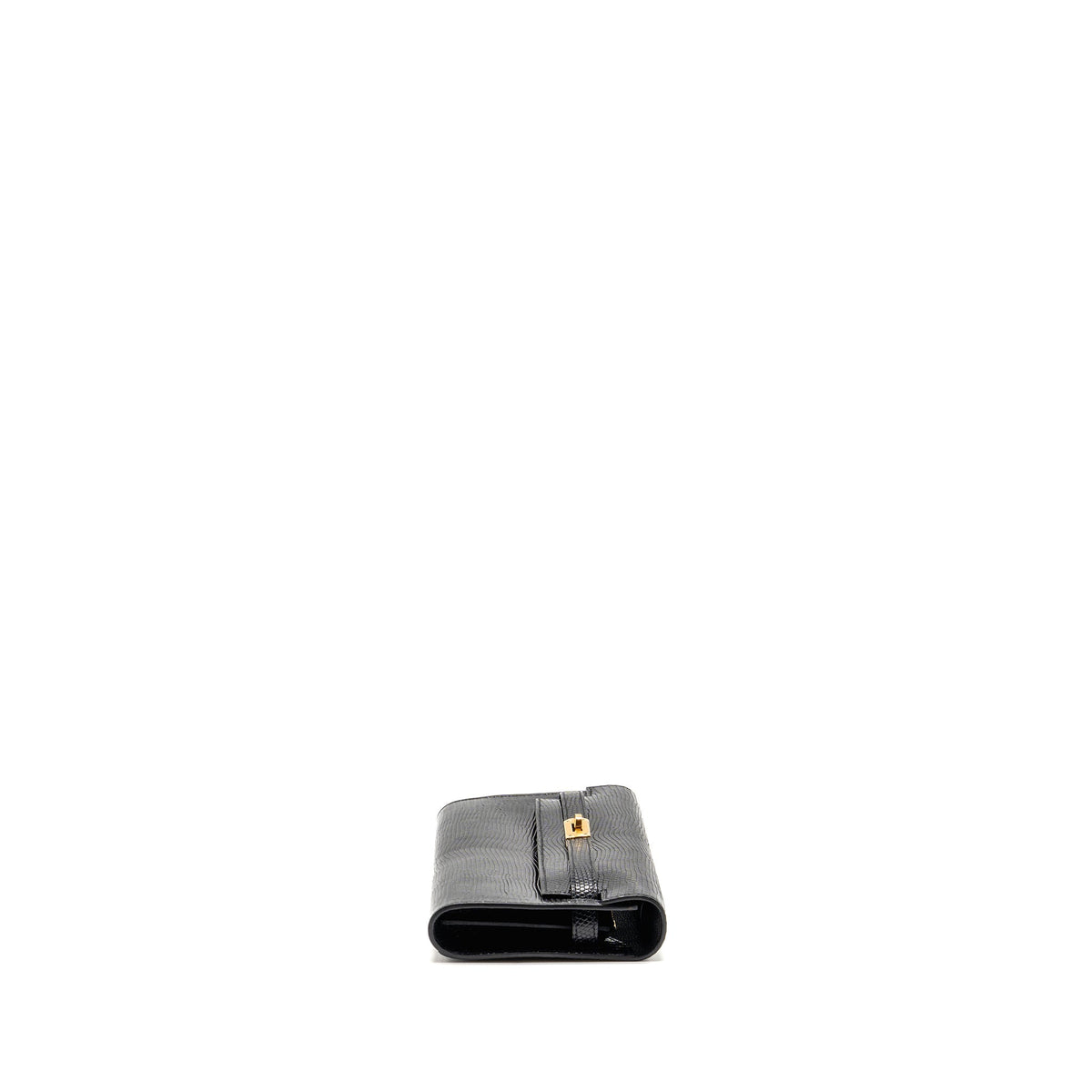 HERMES KELLY TO GO LIZARD NILOTICUS LISSE BLACK GHW