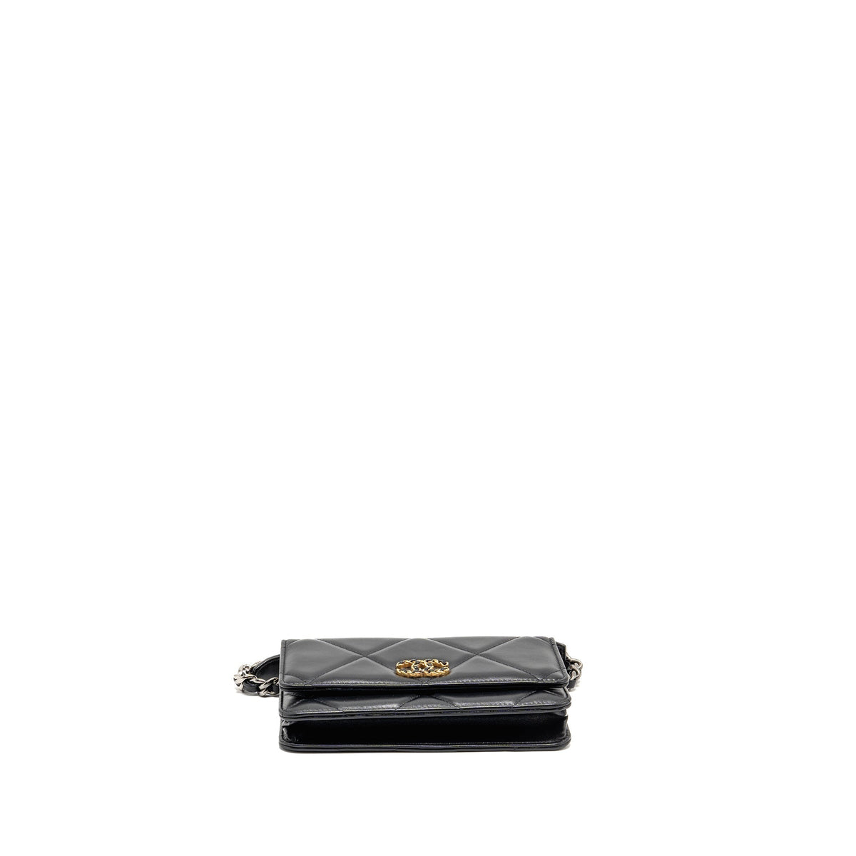 CHANEL 19 WALLET ON CHAIN LAMBSKIN BLACK MULTICOLOUR HARDWARE