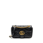 GUCCI MEDIUM GG MARMONT SHOULDER BAG CALFSKIN BLACK GHW