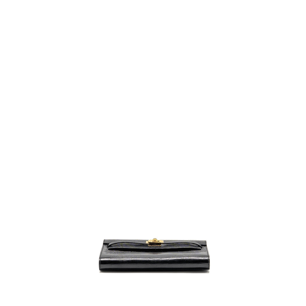 HERMES KELLY TO GO LIZARD NILOTICUS LISSE BLACK GHW