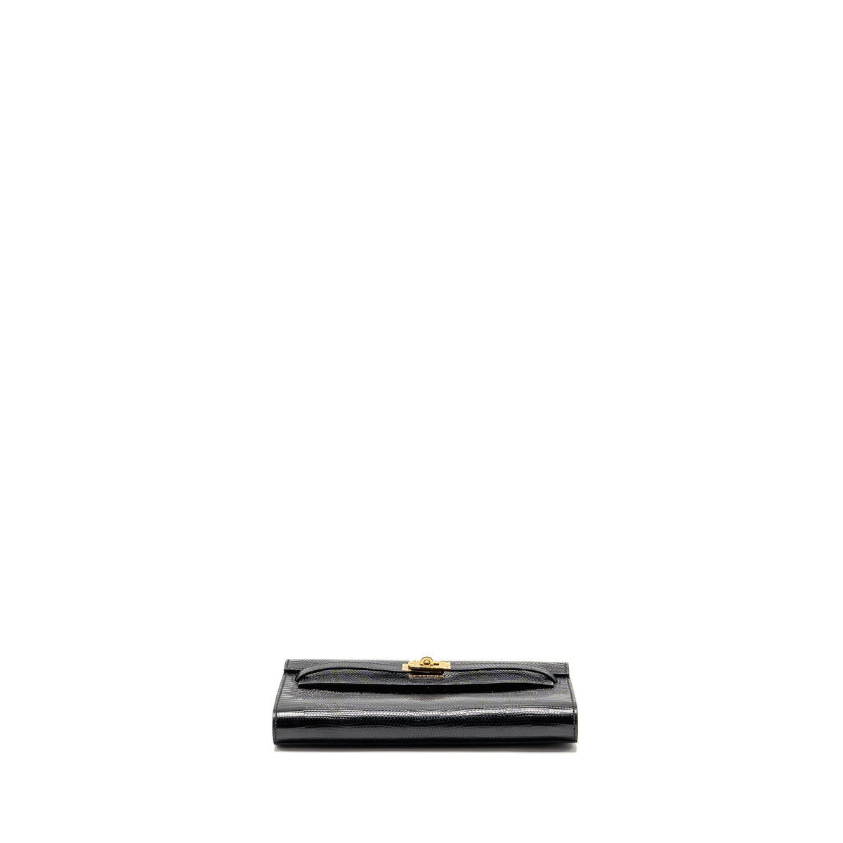 HERMES KELLY TO GO LIZARD NILOTICUS LISSE BLACK GHW