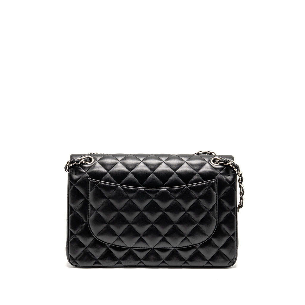 CHANEL JUMBO CLASSIC DOUBLE FLAP BAG LAMBSKIN BLACK SHW