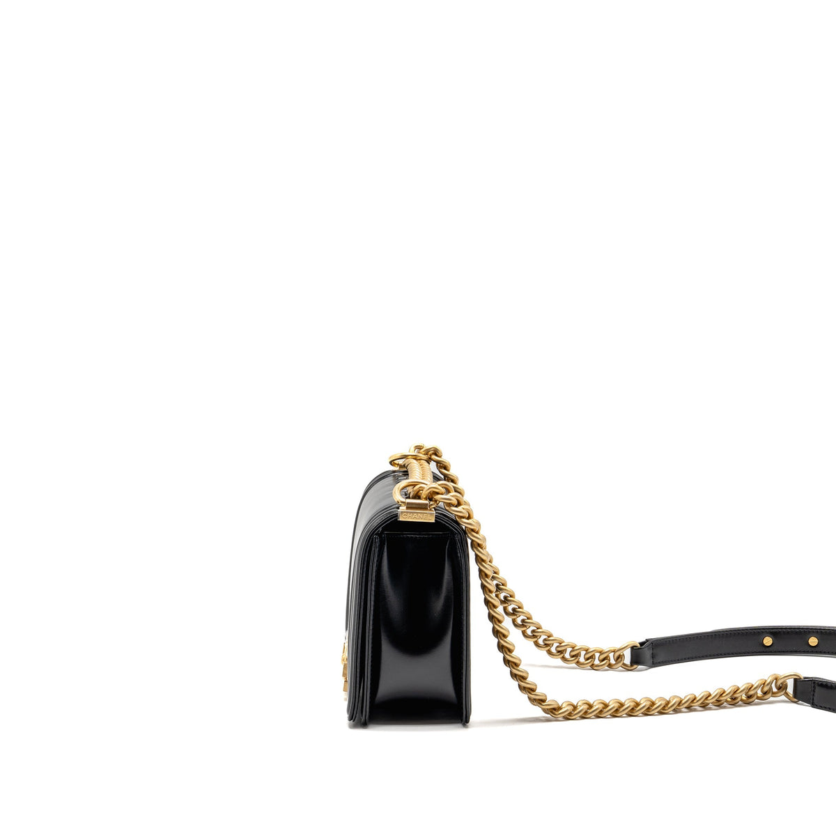 Chanel square boy bag calfskin black GHW (microchip)