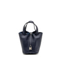 Hermes Picotin 18 Lock Bag Clemence Blue Nuit SHW