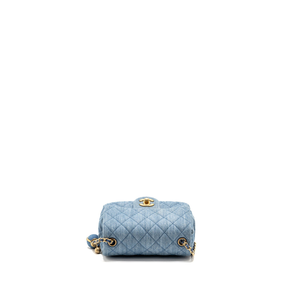 Chanel pearl crush mini square flap bag denim light blue GHW (microchip)