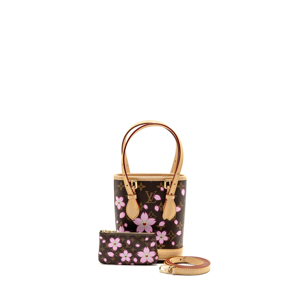 LOUIS VUITTON HARUKI MURAKAMI NANO BUCKET MONOGRAM CANVAS SAKURA BROWN GHW
