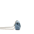 Chanel pearl crush mini square flap bag denim light blue GHW (microchip)