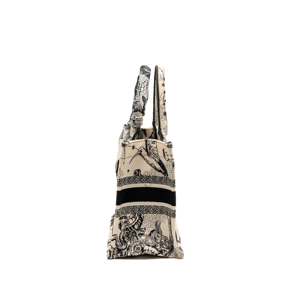 DIOR SMALL DIOR BOOK TOTE DIOR ZODIAC EMBROIDERY CANVAS LATTE/BLACK