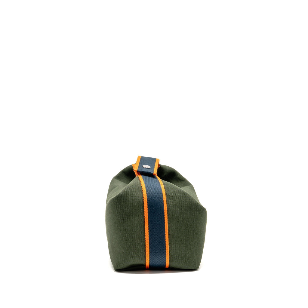 HERMES BRIDE-A-BRAC CASE LARGE MODEL CANVAS DARK GREEN/DARK BLUE/ORANGE SHW