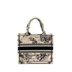 DIOR SMALL DIOR BOOK TOTE DIOR ZODIAC EMBROIDERY CANVAS LATTE/BLACK