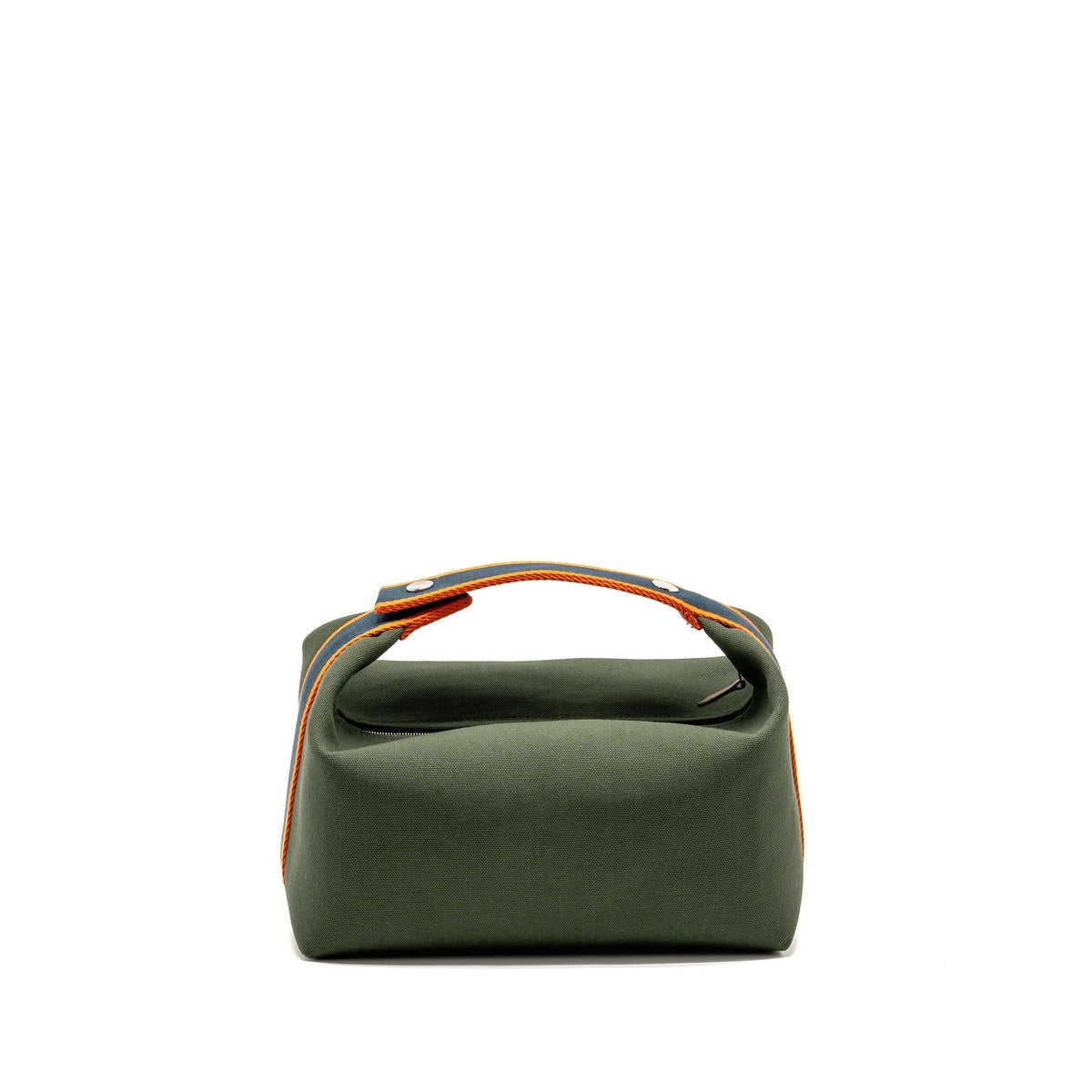 HERMES BRIDE-A-BRAC CASE LARGE MODEL CANVAS DARK GREEN/DARK BLUE/ORANGE SHW