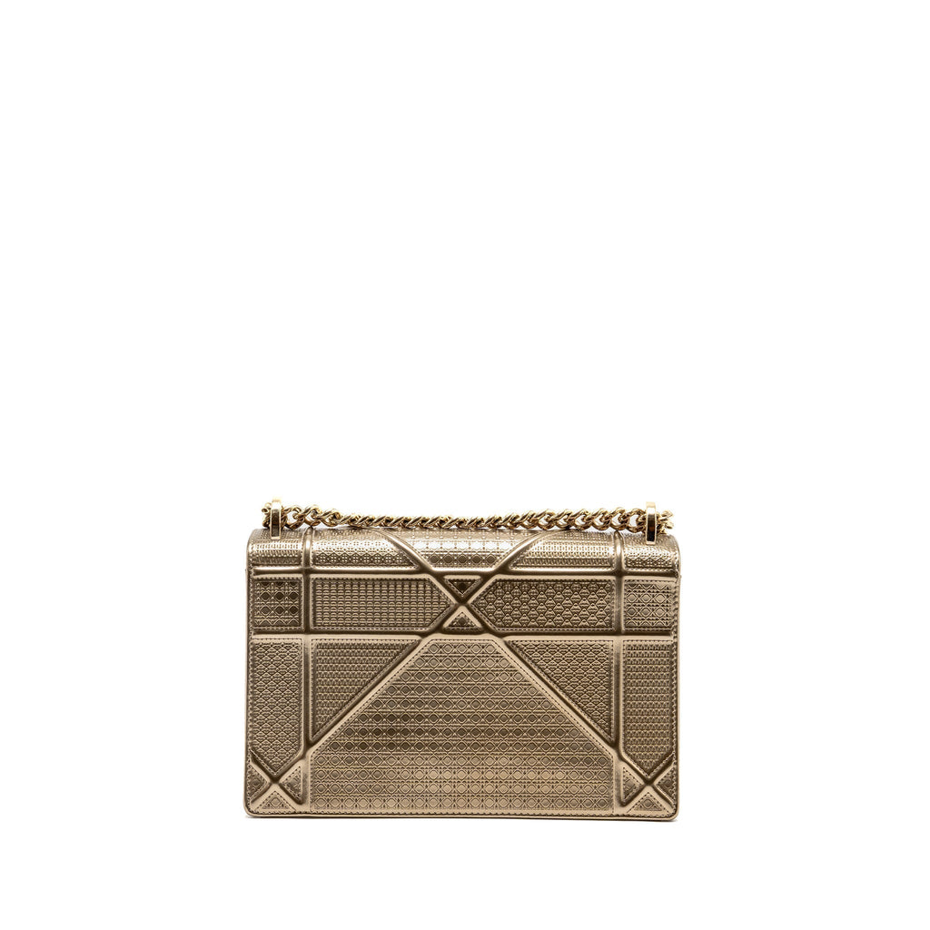 DIOR MEDIUM DIORAMA METALLIC CALFSKIN LIGHT GOLD WITH LGHW