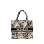 DIOR SMALL DIOR BOOK TOTE DIOR ZODIAC EMBROIDERY CANVAS LATTE/BLACK