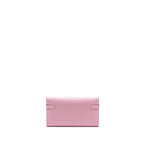 HERMES KELLY LONG WALLET EPSOM MAUVE SYLVESTRE / JAUNE CITRON SHW