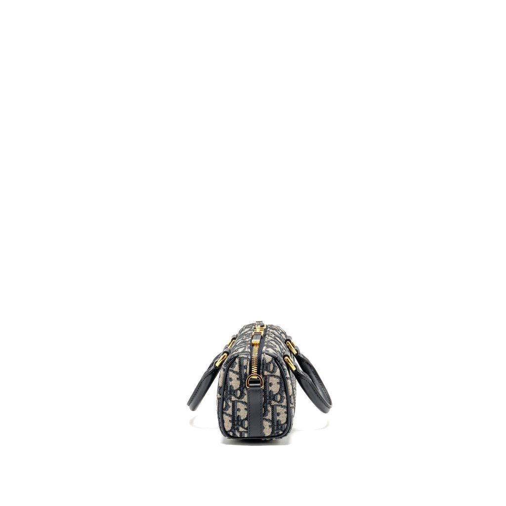 DIOR GROOVE 17 BAG NANO BLUE OBLIQUE CANVAS GHW