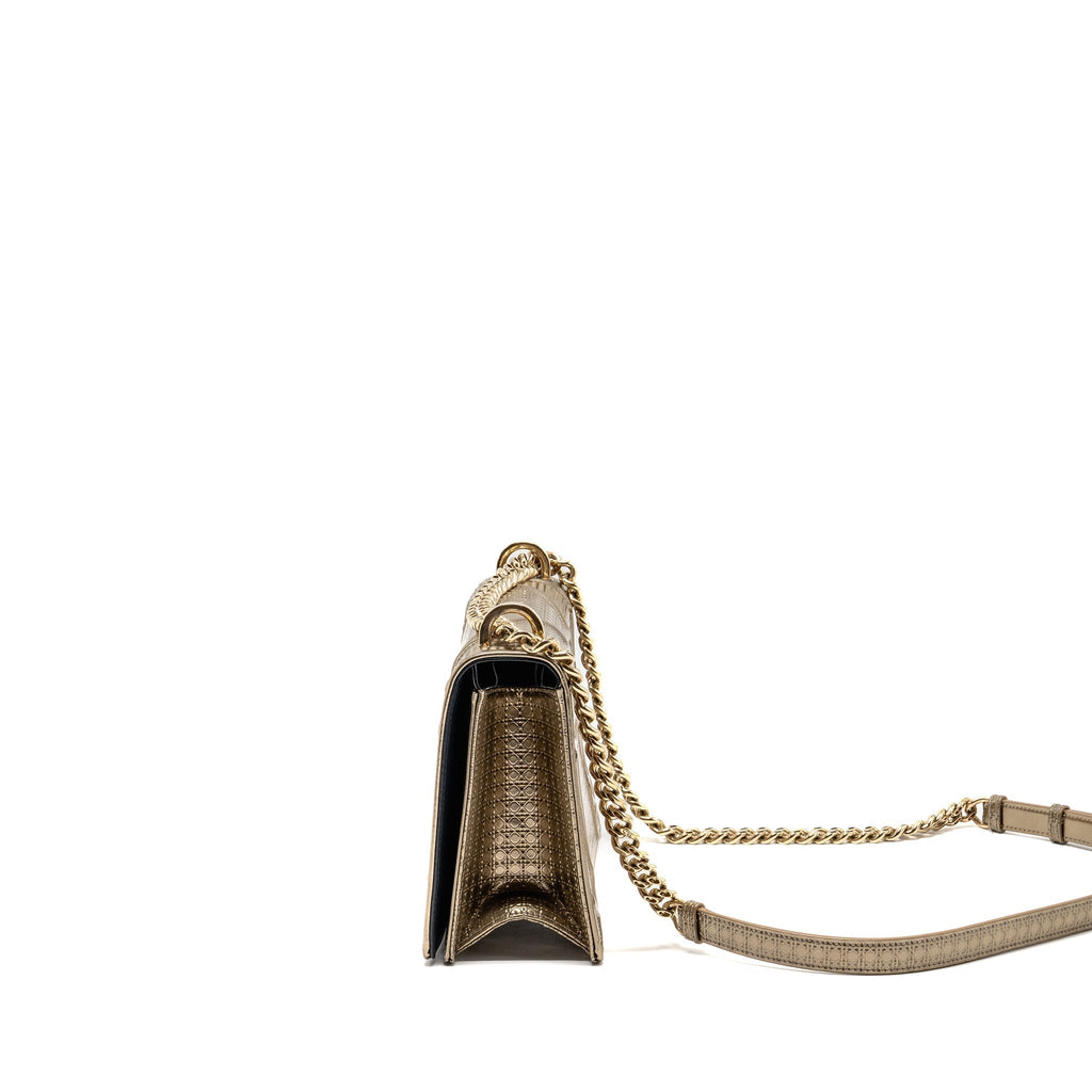 DIOR MEDIUM DIORAMA METALLIC CALFSKIN LIGHT GOLD WITH LGHW