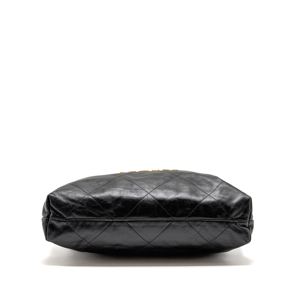 CHANEL MEDIUM 22 BAG CALFSKIN BLACK GHW (MICROCHIP)