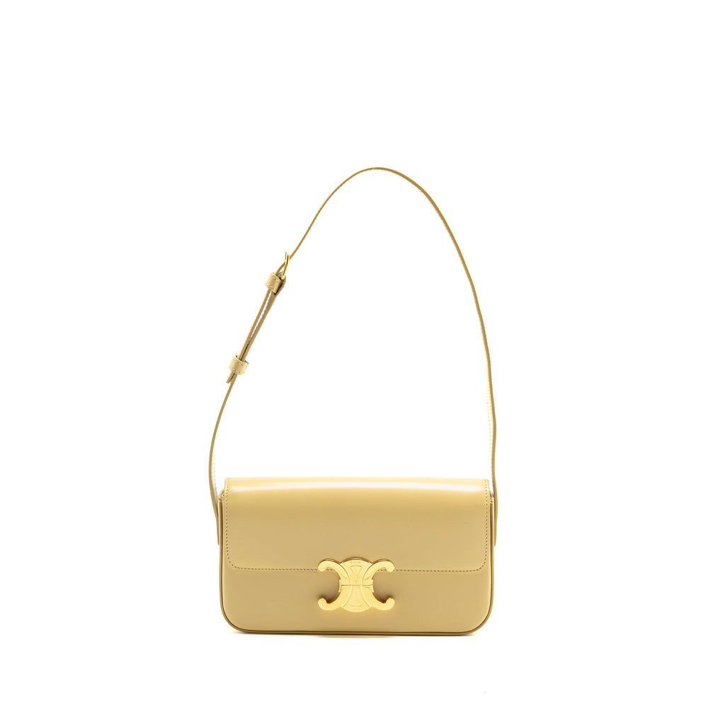 Celine Claude Triomphe Bag Shiny Calfskin Light Yellow GHW