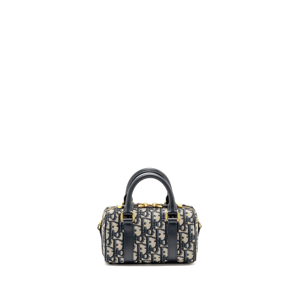 DIOR GROOVE 17 BAG NANO BLUE OBLIQUE CANVAS GHW