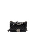 CHANEL MEDIUM BOY BAG LAMBSKIN BLACK RUTHENIUM HARDWARE
