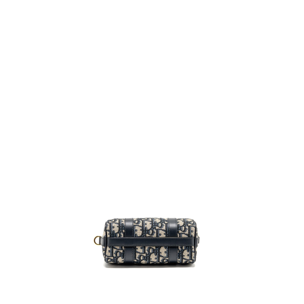 DIOR GROOVE 17 BAG NANO BLUE OBLIQUE CANVAS GHW