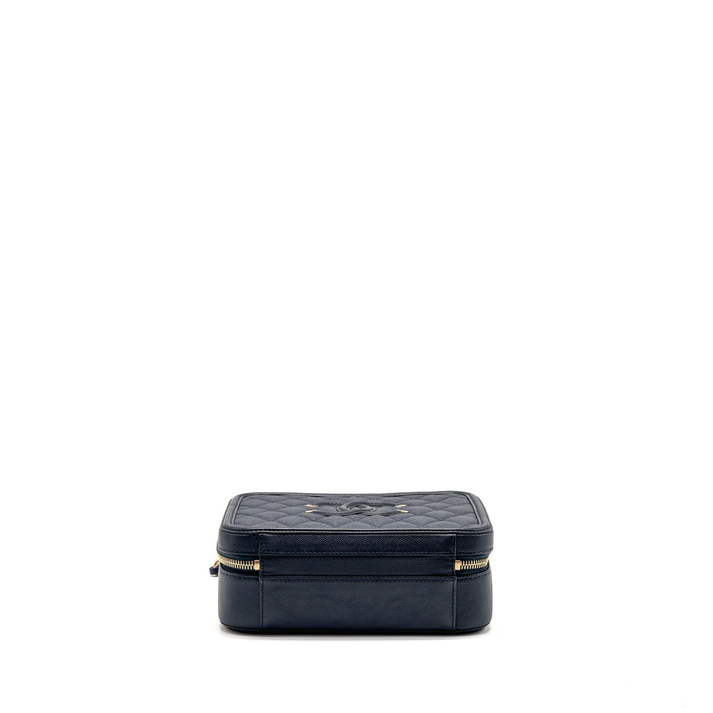 Chanel Medium CC Filigree Vanity Case Caviar Navy GHW