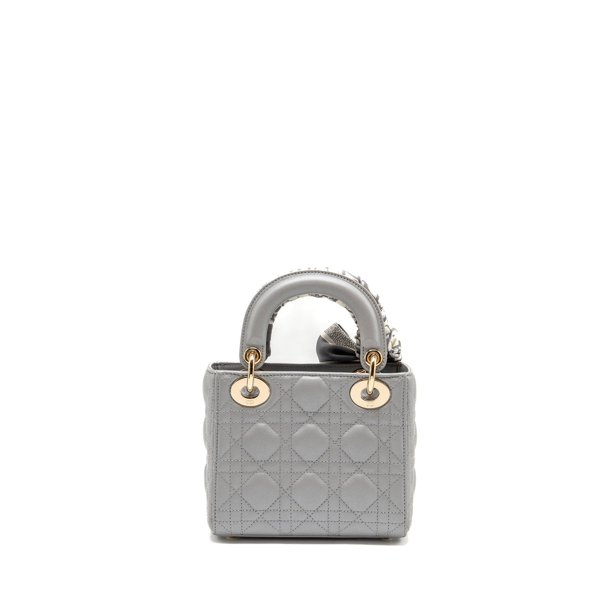 DIOR MINI LADY DIOR LAMBSKIN LIGHT GREY LGHW