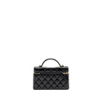 CHANEL 25B CC TOP HANDLE VANITY WITH CHAIN LAMBSKIN BLACK LGHW (MICROCHIP)
