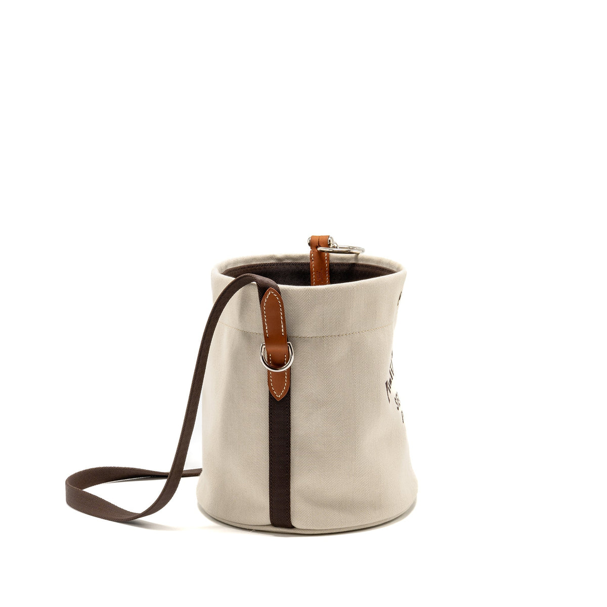 Hermes Sac De Pansage Toile Grooming Bucket Bag Canvas Craie/Gold SHW