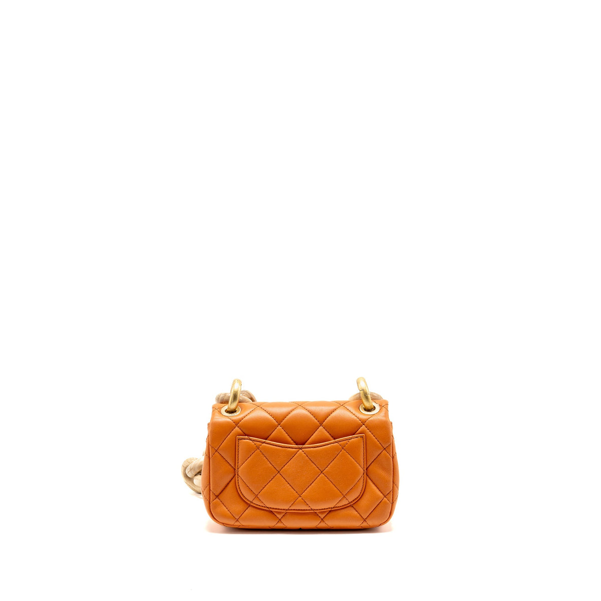 Chanel mini wenge wood flap bag metier d’art limited edition lambskin/wood orange GHW (microchip)