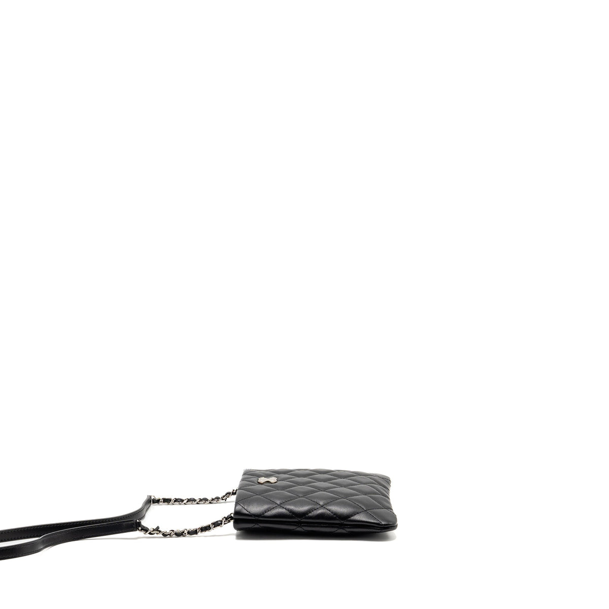 Chanel uniform cc logo crossbody pochette calfskin black SHW