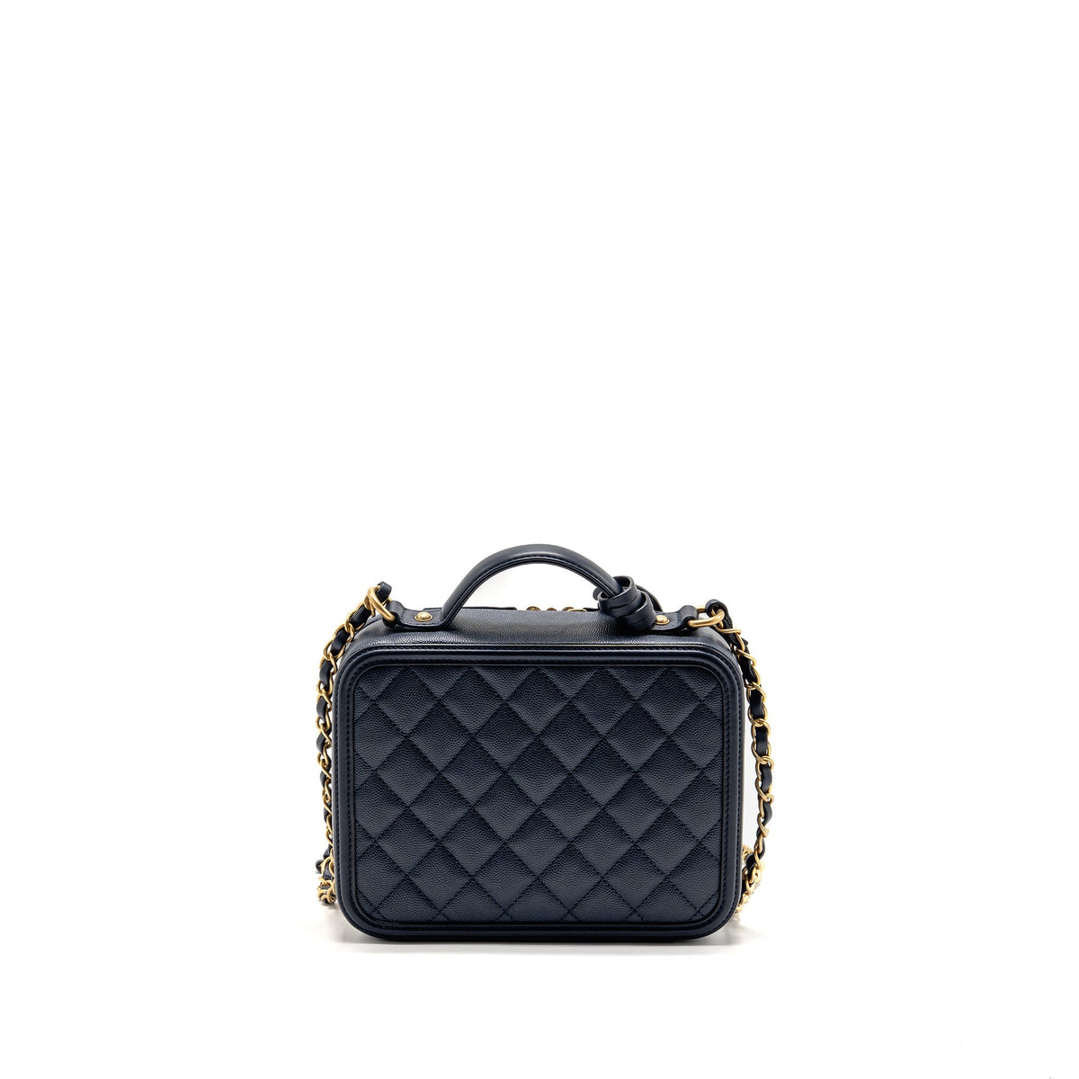 Chanel Medium CC Filigree Vanity Case Caviar Navy GHW
