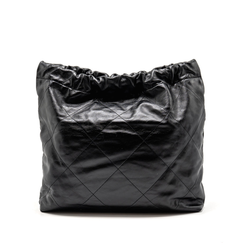 CHANEL MEDIUM 22 BAG CALFSKIN BLACK GHW (MICROCHIP)