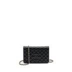 CHANEL QUILTED DIAMOND CC LOGO WALLET ON CHAIN CAVIAR BLACK SHW