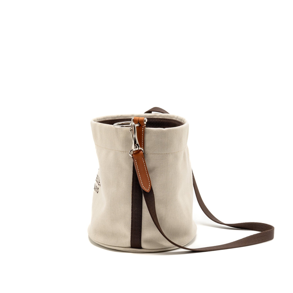 Hermes Sac De Pansage Toile Grooming Bucket Bag Canvas Craie/Gold SHW