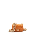 Chanel mini wenge wood flap bag metier d’art limited edition lambskin/wood orange GHW (microchip)