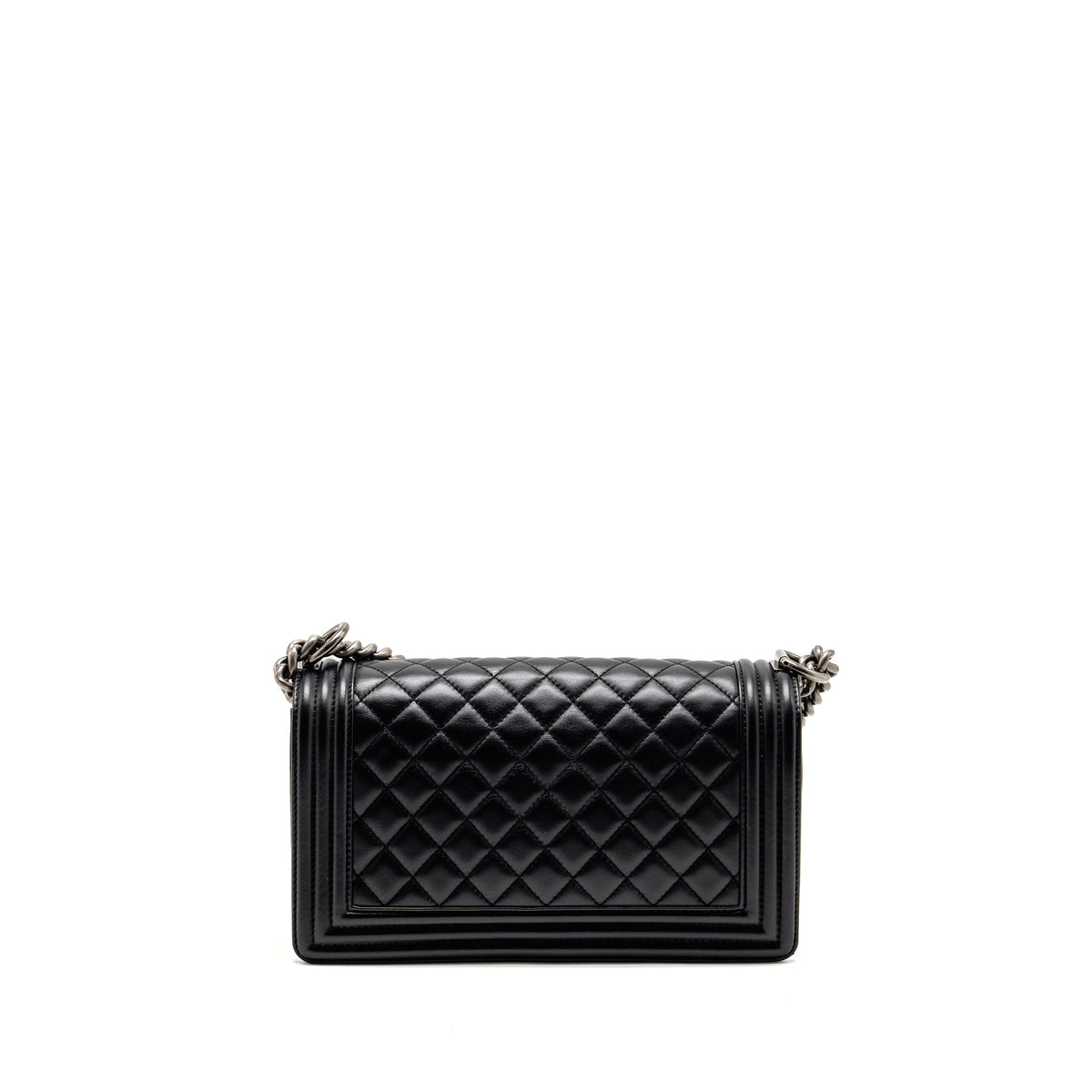 CHANEL MEDIUM BOY BAG LAMBSKIN BLACK RUTHENIUM HARDWARE