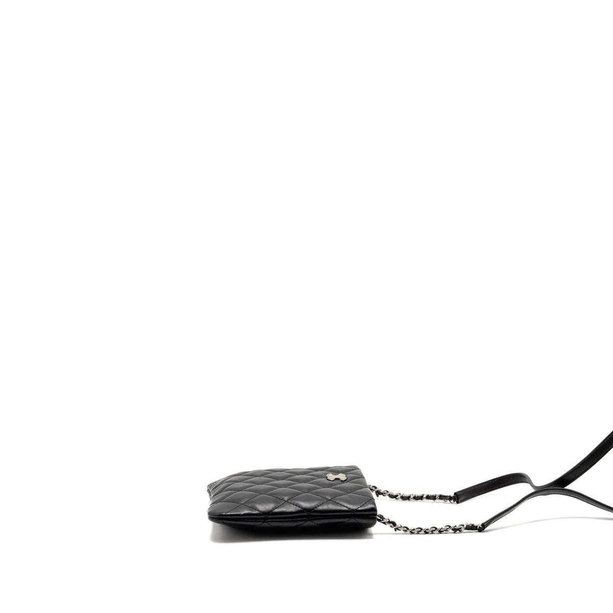 Chanel uniform cc logo crossbody pochette calfskin black SHW